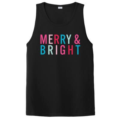 Christmas Holiday Graphic Merry And Bright Long Sleeve PosiCharge Competitor Tank