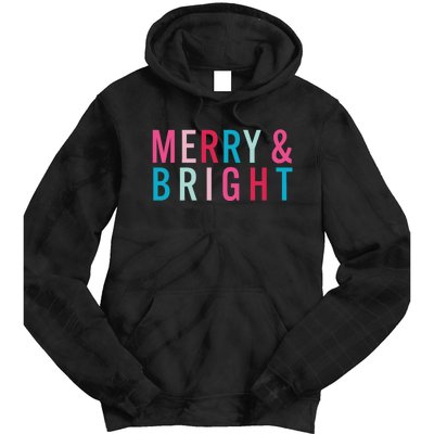 Christmas Holiday Graphic Merry And Bright Long Sleeve Tie Dye Hoodie