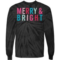 Christmas Holiday Graphic Merry And Bright Long Sleeve Tie-Dye Long Sleeve Shirt