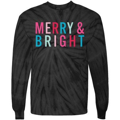 Christmas Holiday Graphic Merry And Bright Long Sleeve Tie-Dye Long Sleeve Shirt