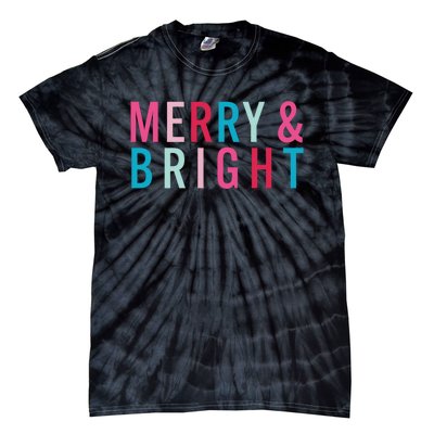 Christmas Holiday Graphic Merry And Bright Long Sleeve Tie-Dye T-Shirt