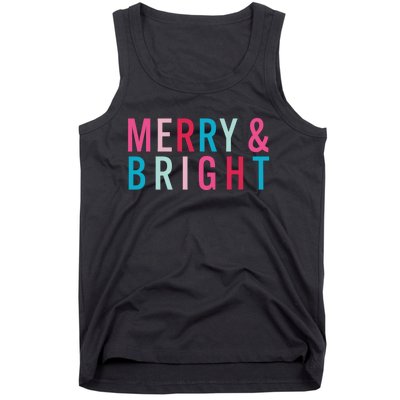 Christmas Holiday Graphic Merry And Bright Long Sleeve Tank Top