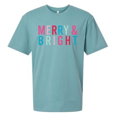 Christmas Holiday Graphic Merry And Bright Long Sleeve Sueded Cloud Jersey T-Shirt