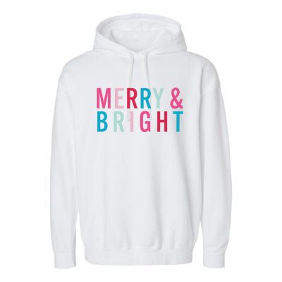 Christmas Holiday Graphic Merry And Bright Long Sleeve Garment-Dyed Fleece Hoodie