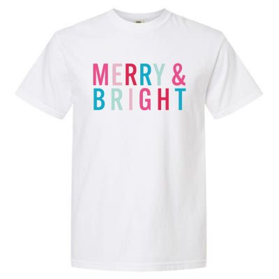 Christmas Holiday Graphic Merry And Bright Long Sleeve Garment-Dyed Heavyweight T-Shirt