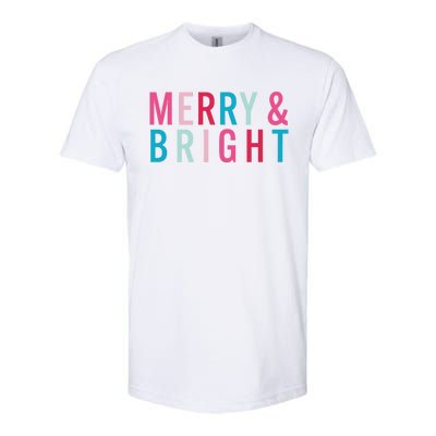 Christmas Holiday Graphic Merry And Bright Long Sleeve Softstyle CVC T-Shirt