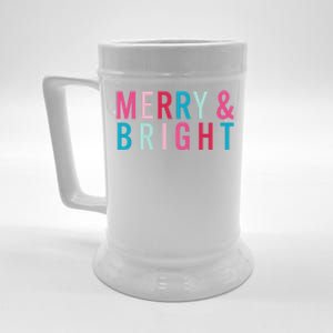 Christmas Holiday Graphic Merry And Bright Long Sleeve Beer Stein