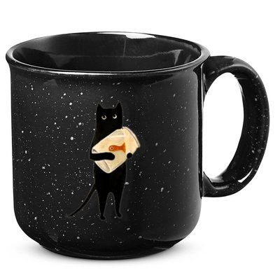 Cat Holding Goldfish Bowl Art Design 15oz Campfire Ceramic Mug