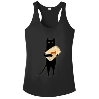 Cat Holding Goldfish Bowl Art Design Ladies PosiCharge Competitor Racerback Tank