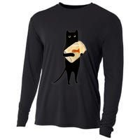 Cat Holding Goldfish Bowl Art Design Cooling Performance Long Sleeve Crew