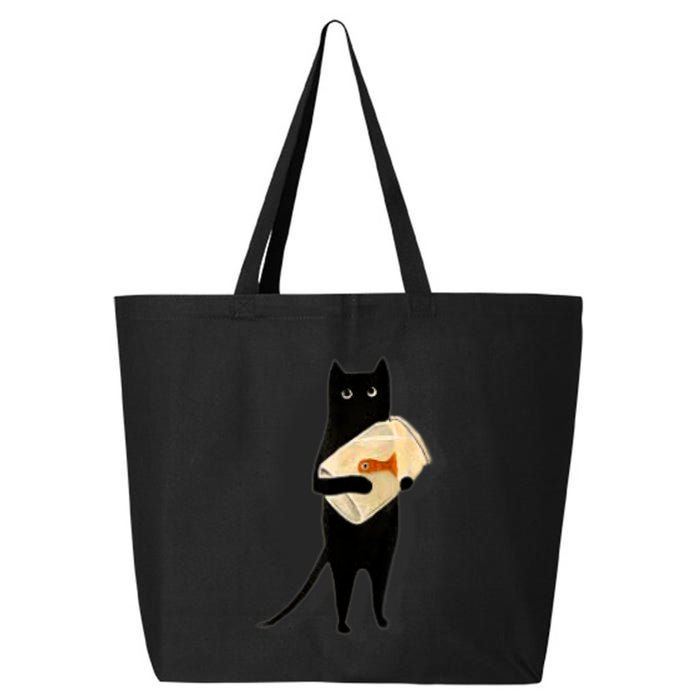 Cat Holding Goldfish Bowl Art Design 25L Jumbo Tote
