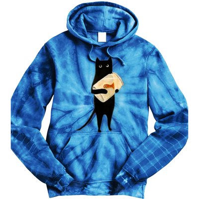 Cat Holding Goldfish Bowl Art Design Tie Dye Hoodie