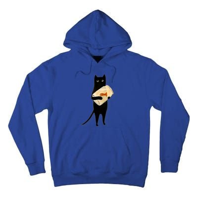 Cat Holding Goldfish Bowl Art Design Tall Hoodie
