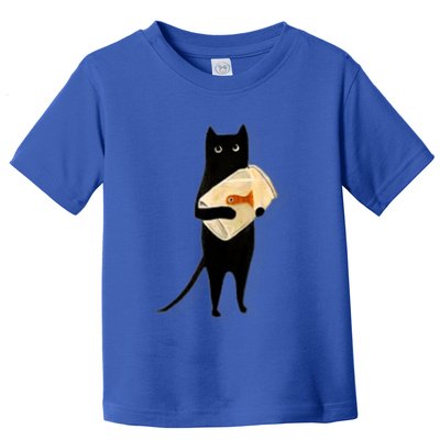 Cat Holding Goldfish Bowl Art Design Toddler T-Shirt
