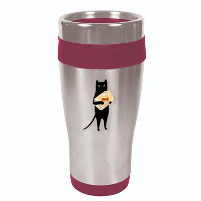 Cat Holding Goldfish Bowl Art Design 16oz Travel Tumbler