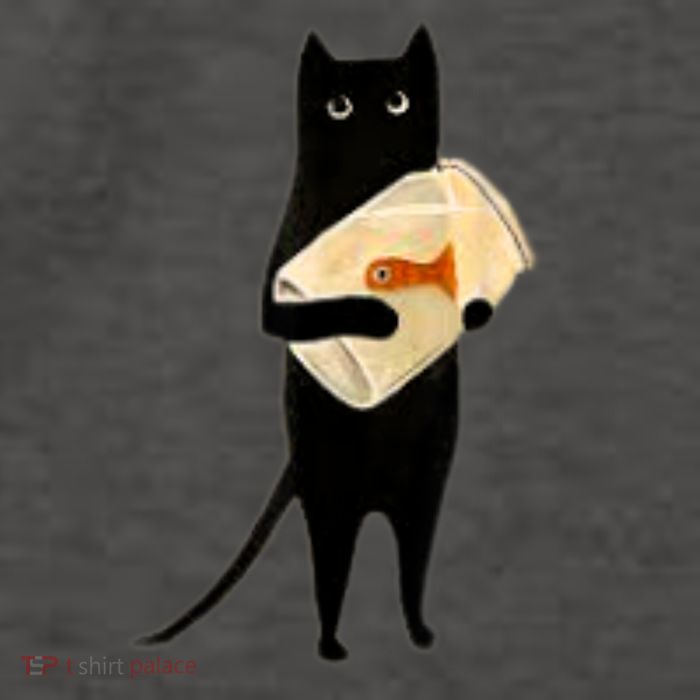 Cat Holding Goldfish Bowl Art Design Vector Backpack