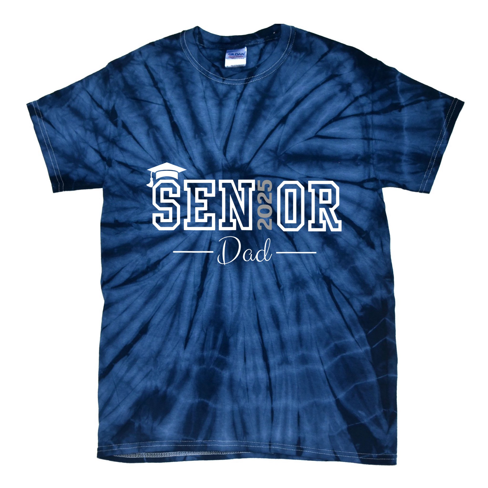 Cute Heart Graduate Proud Dad Senior Of 2025 Class Tie-Dye T-Shirt