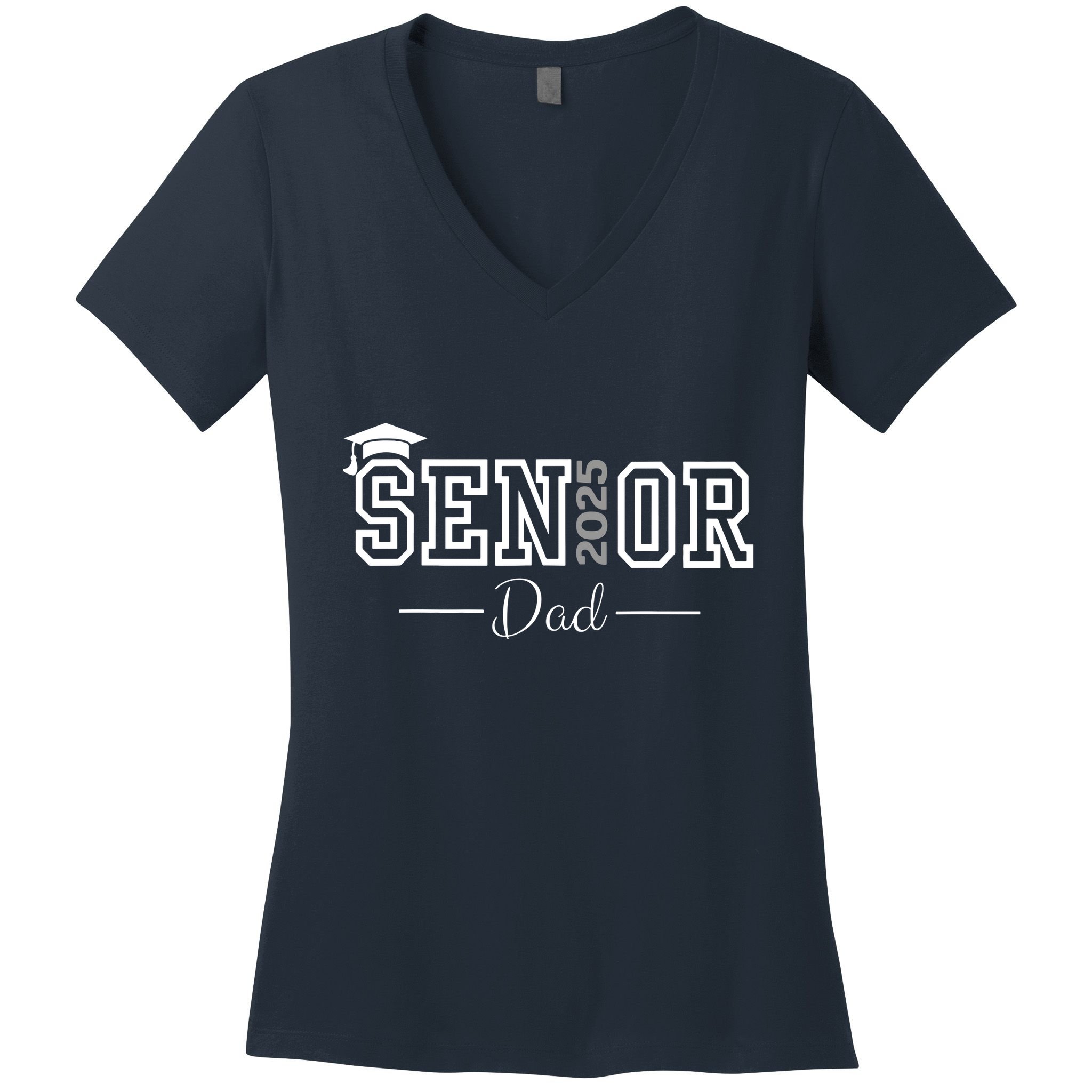 Cute Heart Graduate Proud Dad Senior Of 2025 Class Women's V-Neck T-Shirt