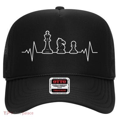 Chess Heartbeat | Gift Chess Master | Chess Club High Crown Mesh Back Trucker Hat