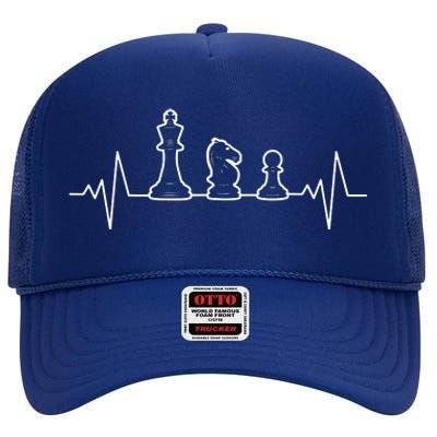 Chess Heartbeat | Gift Chess Master | Chess Club High Crown Mesh Back Trucker Hat