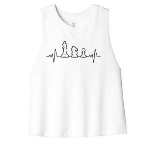 Chess Heartbeat | Gift Chess Master | Chess Club Women's Racerback Cropped Tank