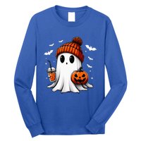 Cute Halloween Ghost Drink Pumpkin Long Sleeve Shirt