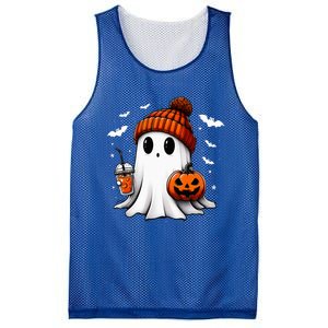 Cute Halloween Ghost Drink Pumpkin Mesh Reversible Basketball Jersey Tank