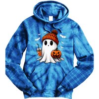 Cute Halloween Ghost Drink Pumpkin Tie Dye Hoodie