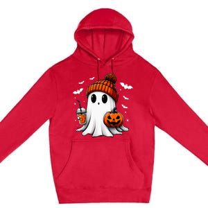 Cute Halloween Ghost Drink Pumpkin Premium Pullover Hoodie