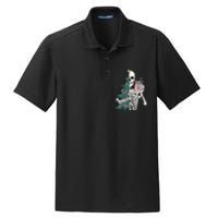 Christmas Holiday Graphic Merry And Bright Long Sleeve Dry Zone Grid Polo