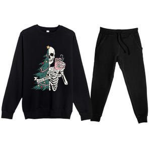 Christmas Holiday Graphic Merry And Bright Long Sleeve Premium Crewneck Sweatsuit Set