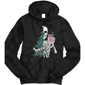 Christmas Holiday Graphic Merry And Bright Long Sleeve Tie Dye Hoodie