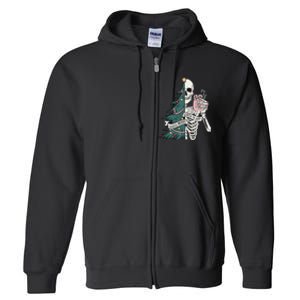 Christmas Holiday Graphic Merry And Bright Long Sleeve Full Zip Hoodie