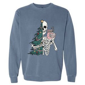 Christmas Holiday Graphic Merry And Bright Long Sleeve Garment-Dyed Sweatshirt