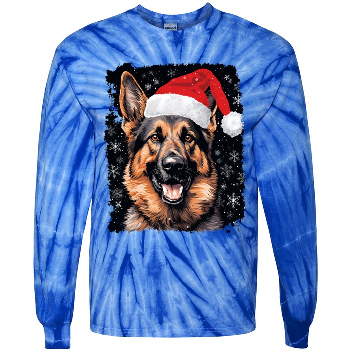 Christmas Holiday Ger Shepherd Gift Tie-Dye Long Sleeve Shirt