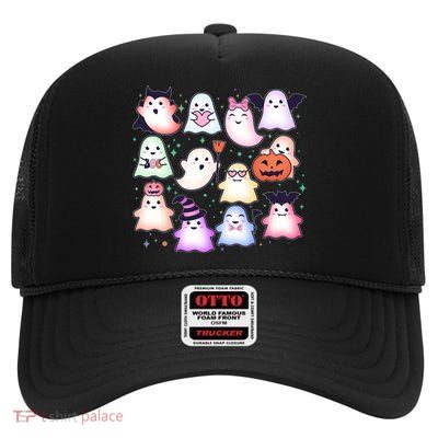 Cute Halloween Ghosts High Crown Mesh Back Trucker Hat