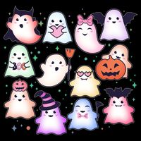 Cute Halloween Ghosts Cooling Performance Crew T-Shirt