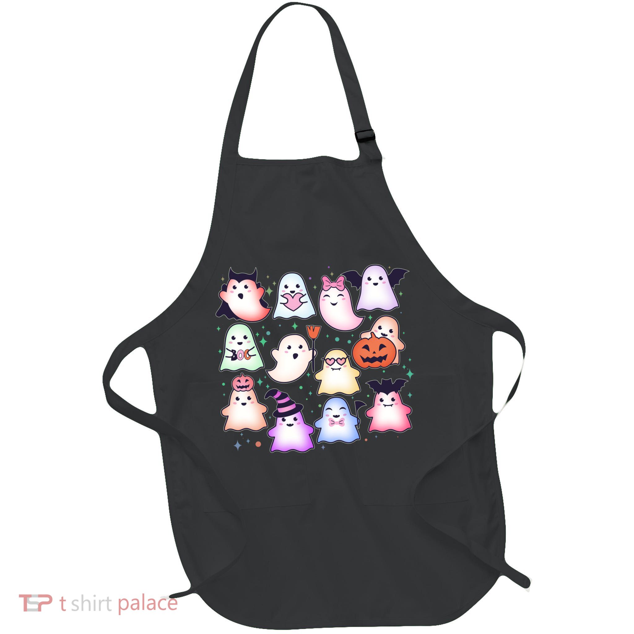 Cute Halloween Ghosts Full-Length Apron With Pockets