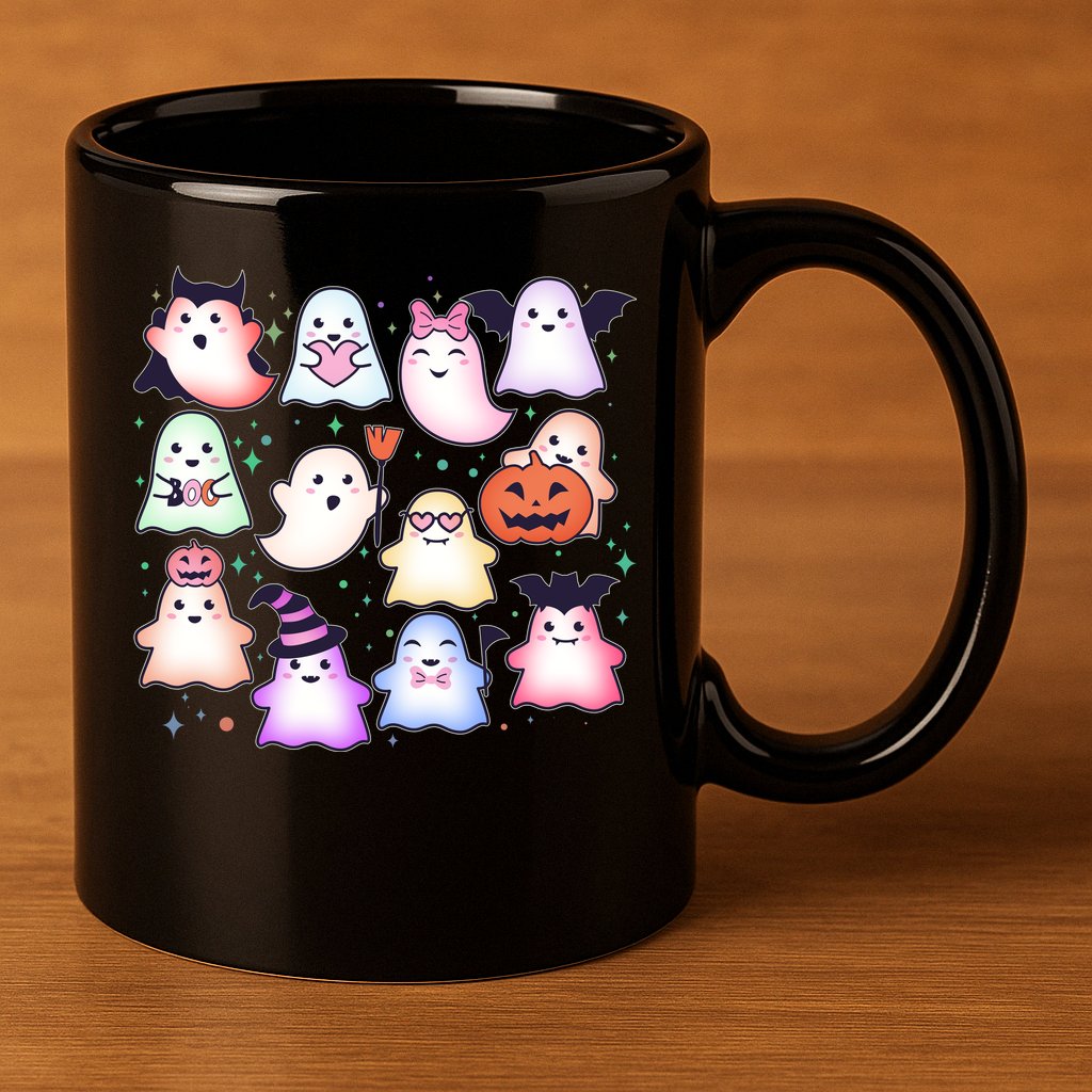 Cute Halloween Ghosts 11oz C Handle Ceramic Mug
