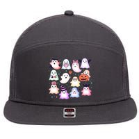 Cute Halloween Ghosts 7 Panel Mesh Trucker Snapback Hat