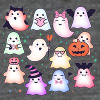 Cute Halloween Ghosts Button