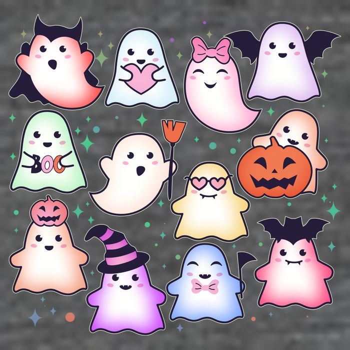 Cute Halloween Ghosts Button