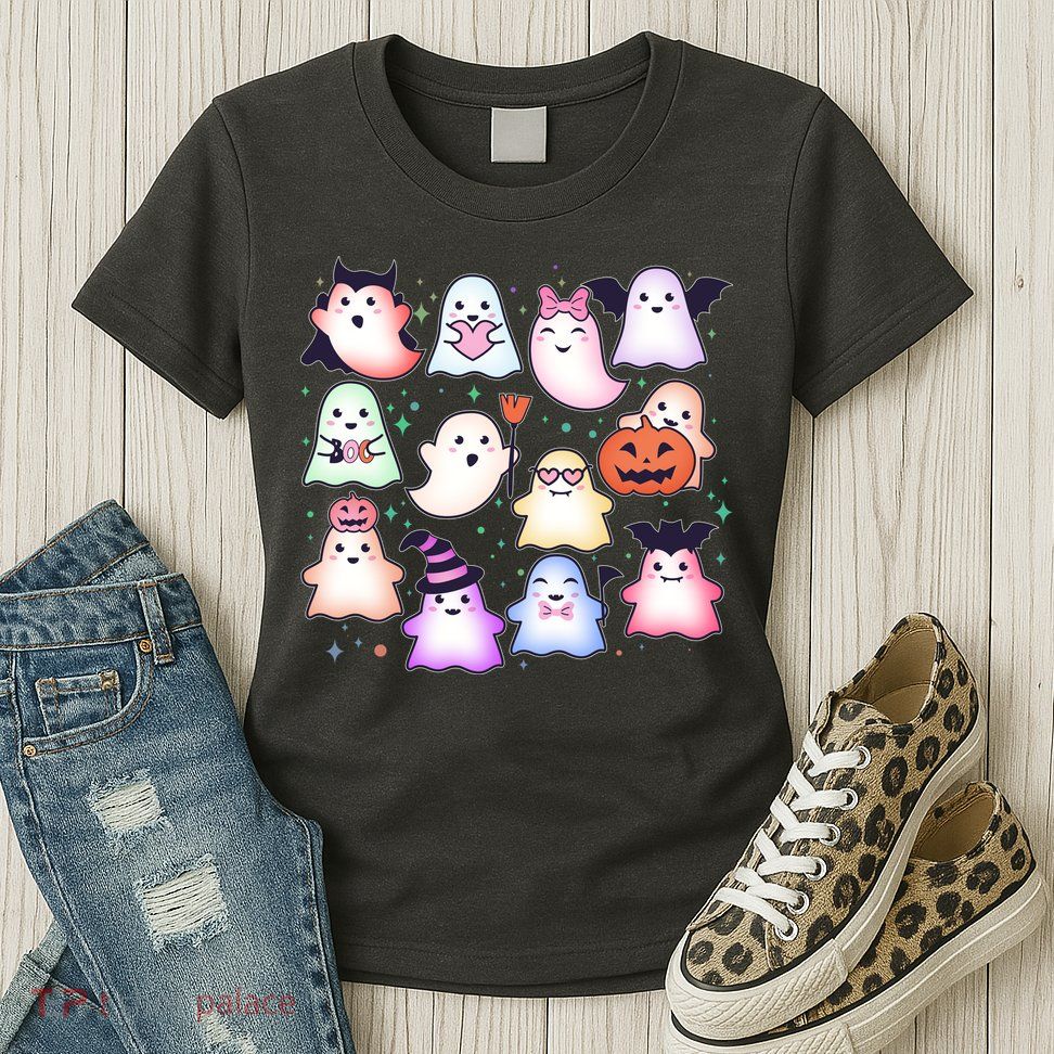 Cute Halloween Ghosts Womens T-Shirt