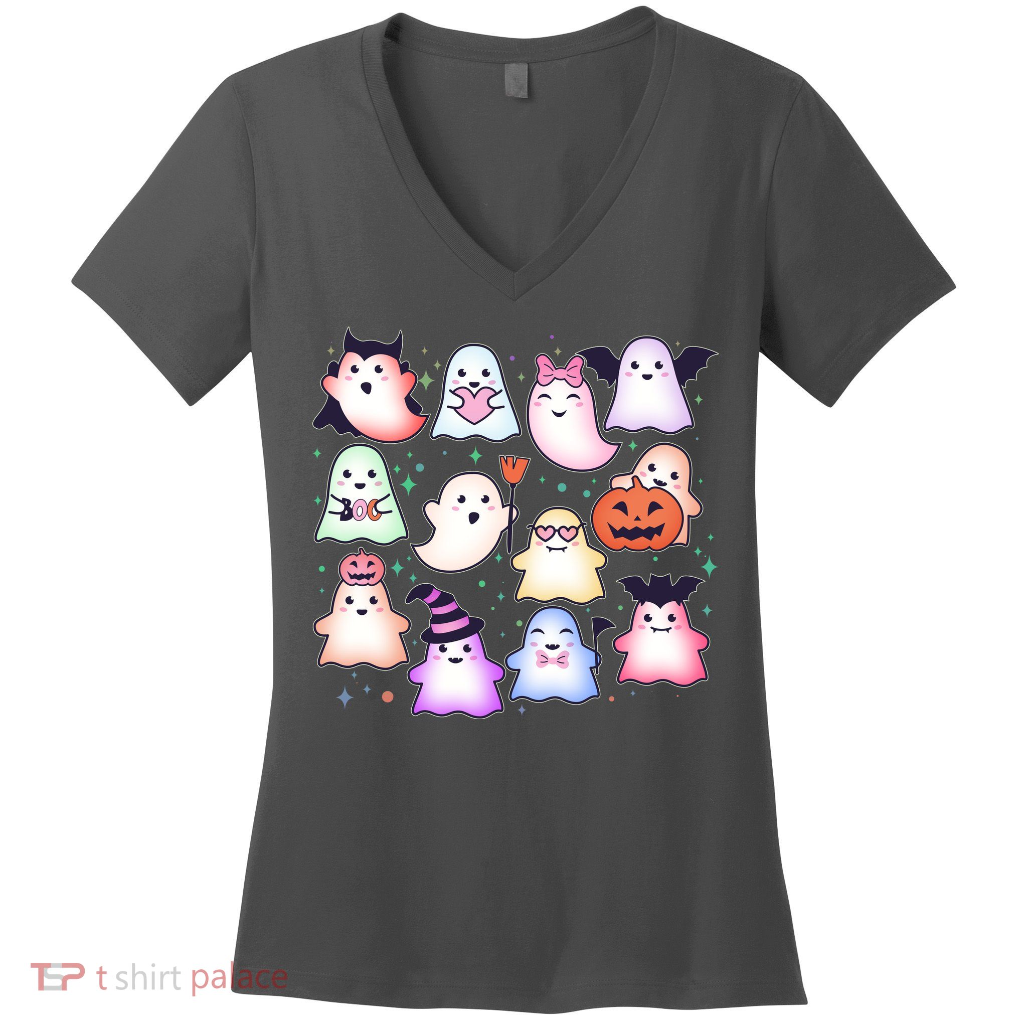 Cute Halloween Ghosts Women's V-Neck T-Shirt