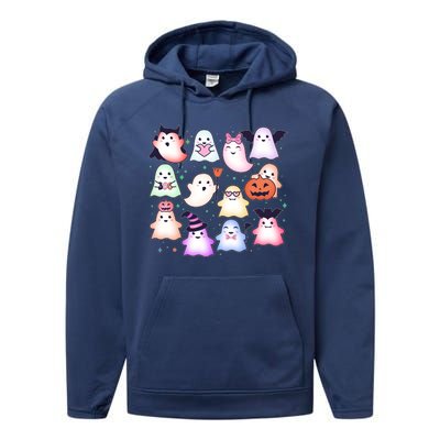 Cute Halloween Ghosts Performance Fleece Hoodie