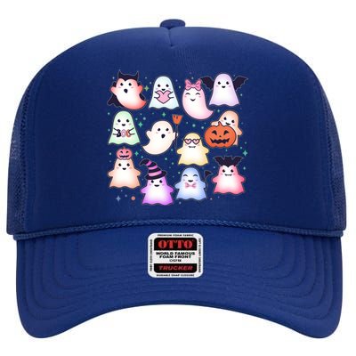 Cute Halloween Ghosts High Crown Mesh Back Trucker Hat