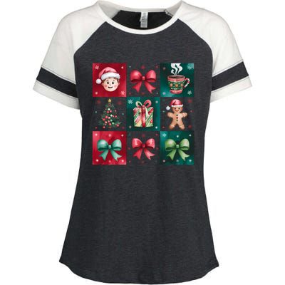 Christmas Holiday Gift Gingerbread Hot Cocoa Enza Ladies Jersey Colorblock Tee