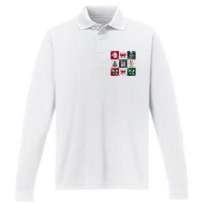 Christmas Holiday Gift Gingerbread Hot Cocoa Performance Long Sleeve Polo