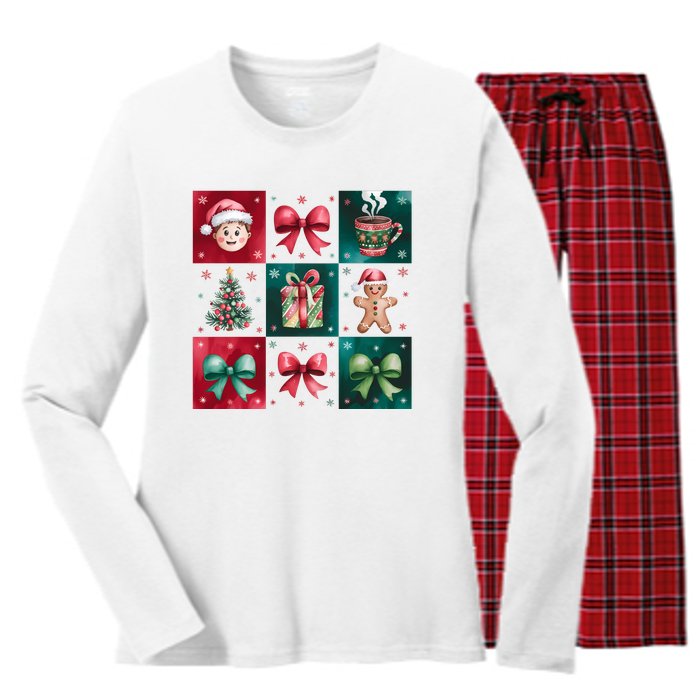 Christmas Holiday Gift Gingerbread Hot Cocoa Women's Long Sleeve Flannel Pajama Set 