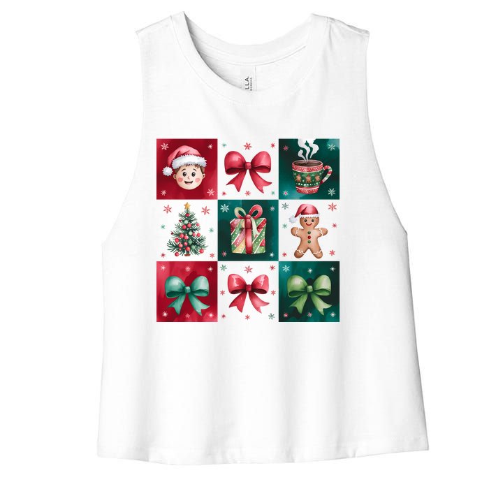 Christmas Holiday Gift Gingerbread Hot Cocoa Women's Racerback Cropped Tank